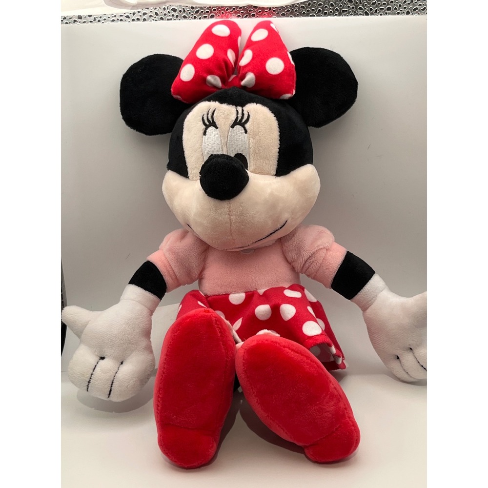 Disney Minnie Mouse Plush Doll Red Polka Dot Dress Jay Franco JFA37-01 Pink Toy